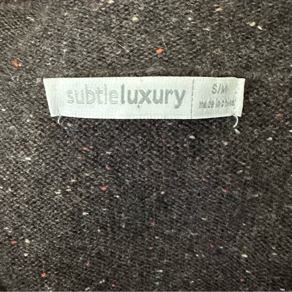 Subtle Luxury Brown Speckled 100% Cashmere Open Front Batwing Cardigan Size S/M - Picture 6 of 11